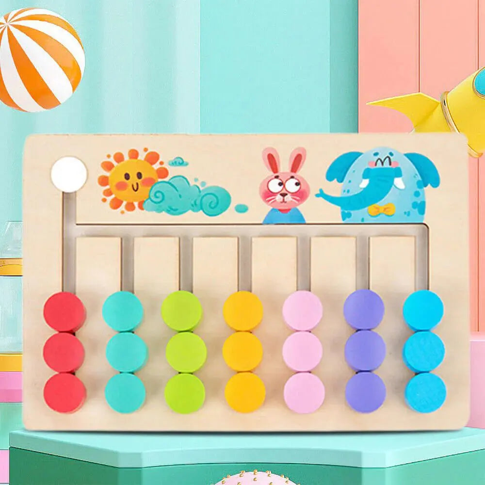 7 Color Wooden Slide Color Puzzle Board Game