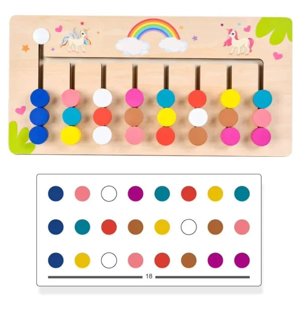 7 Color Wooden Slide Color Puzzle Board Game