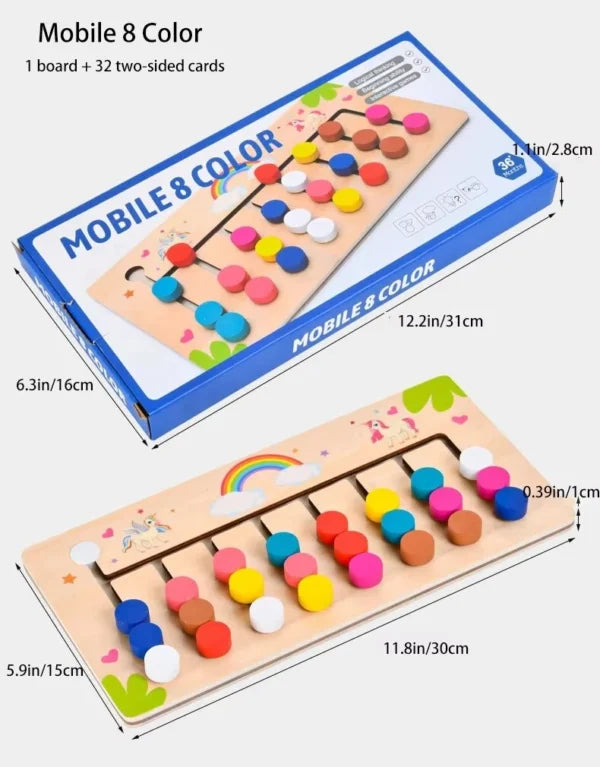 7 Color Wooden Slide Color Puzzle Board Game